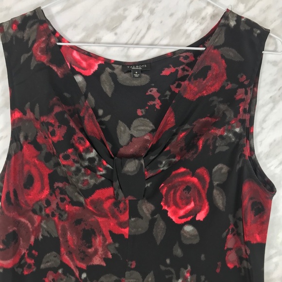 Talbots 100% Silk Rose Sleeveless Blouse Size 8 - Picture 3 of 6